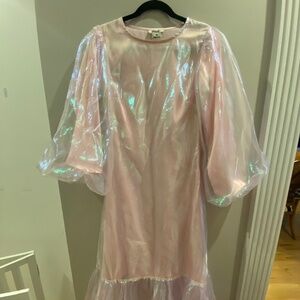 Anthropologie Shruti Sancheti Metallic Organza Maxi midi Pinnacle rainbow ruffle